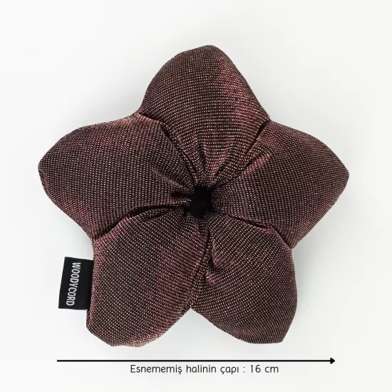 Woodycord El Yapımı Elyaf Dolgulu Scrunchie Topuz Tokası Simli Pembe Işıltı