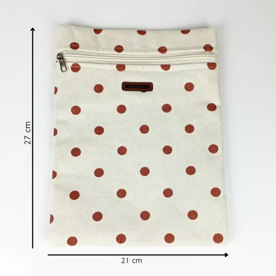 Woodycord El Yapımı Puantiye Desenli Kitap ve Tablet Kılıfı