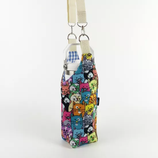 Woodycord 1 Litrelik El Yapımı U Model Kedi Desen Matara Kılıfı