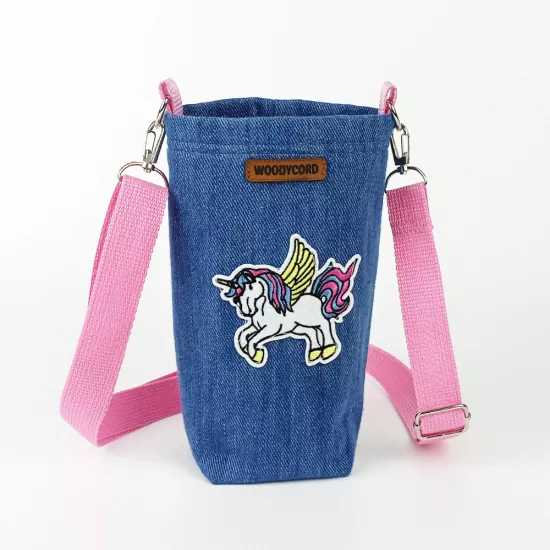 Woodycord 1 Litrelik Kot Termos Matara Kılıfı Unicorn Pembe Askı