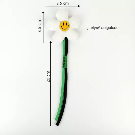 Woodycord El Yapımı Smiley Beyaz Papatya Otomatik Toka