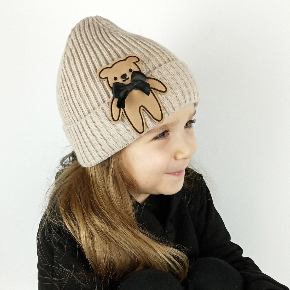 Woodycord%20Fitilli%20Triko%20Çocuk-Genç%20Vizon%20Bere%20-Kahverengi%20Ayıcık%20
