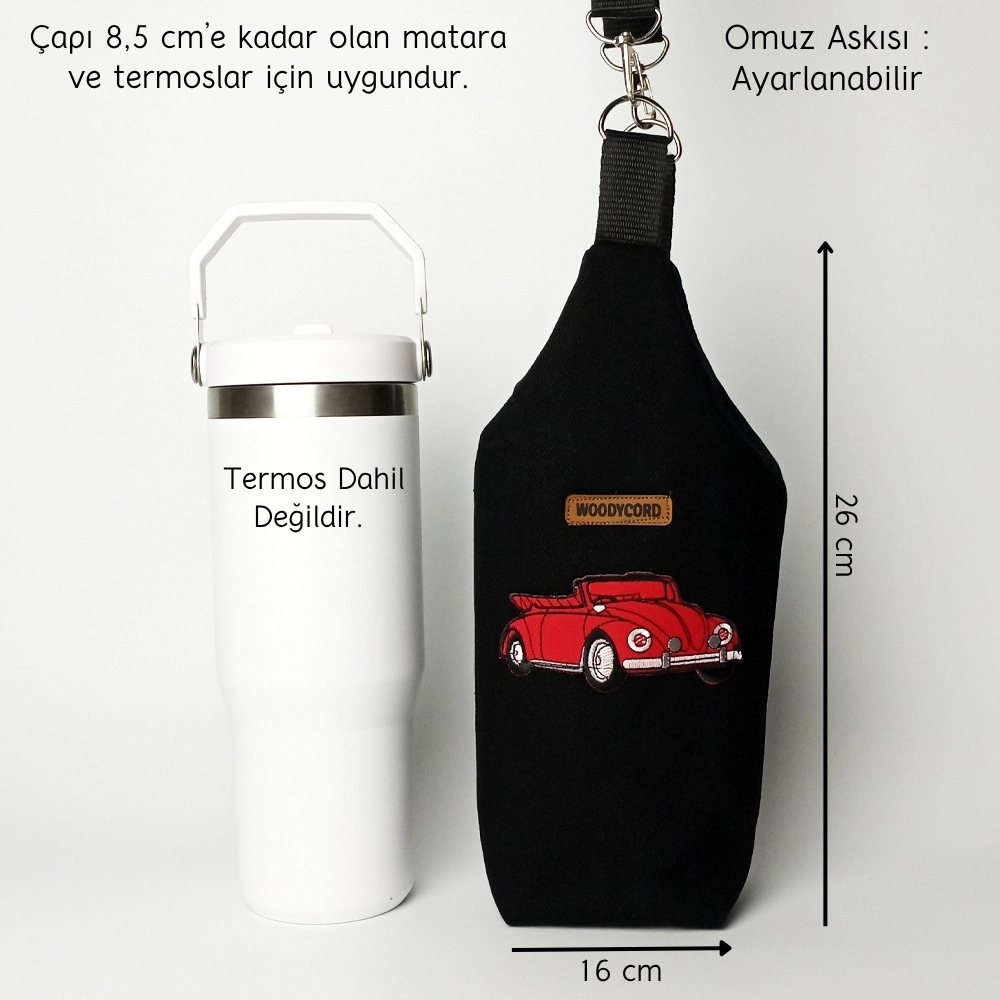 Woodycord%20El%20Yapımı%20Kırmızı%20Vosvos%20Desenli%20U%20Model%20Matara%20Termos%20Kılıfı