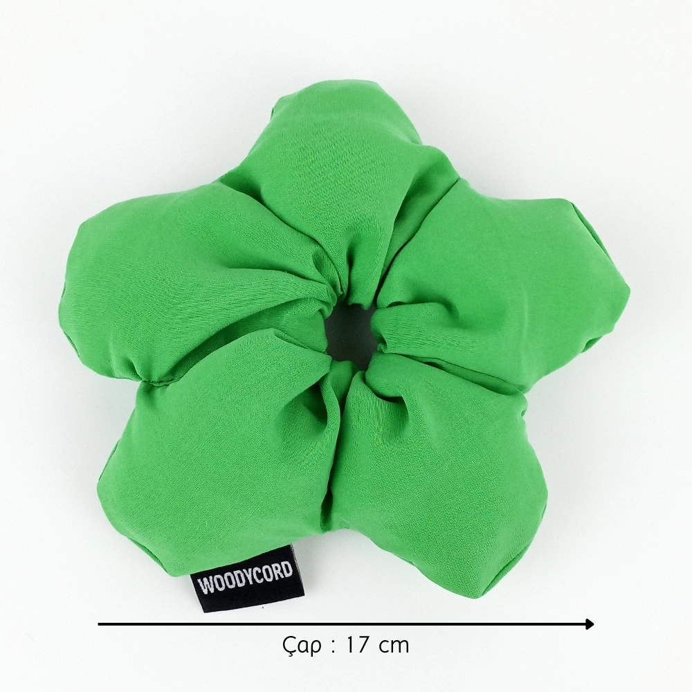 WoodyCord%20El%20Yapımı%20Canlı%20Yeşil%20Pofuduk%20Scrunchie%20Toka%20