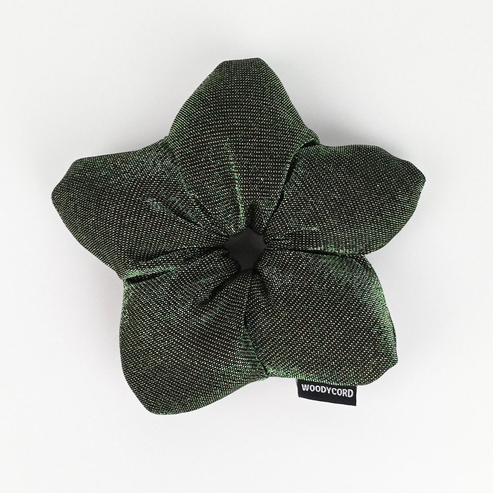 Woodycord%20El%20Yapımı%20Elyaf%20Dolgulu%20Scrunchie%20Topuz%20Tokası%20Metalik%20Yeşil%20Işıltısı