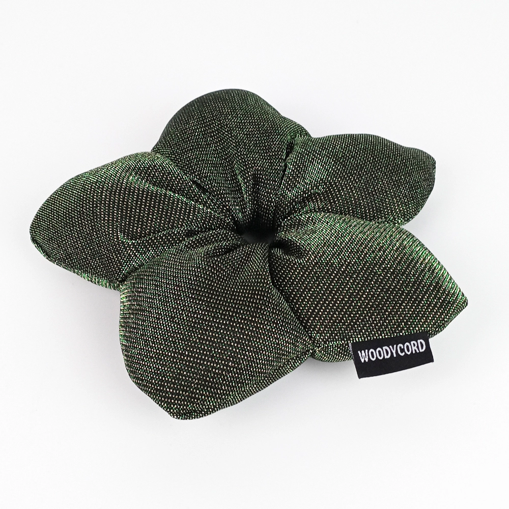 Woodycord%20El%20Yapımı%20Elyaf%20Dolgulu%20Scrunchie%20Topuz%20Tokası%20Metalik%20Yeşil%20Işıltısı