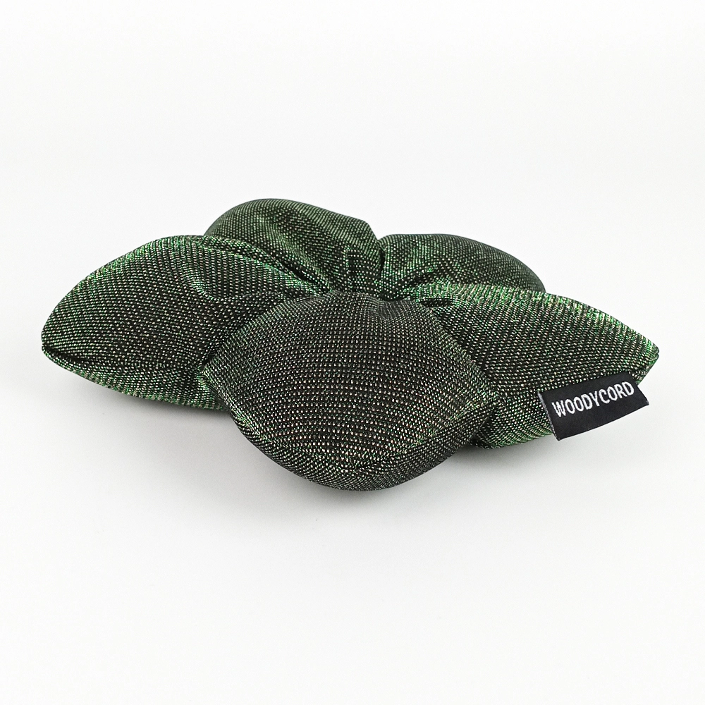 Woodycord%20El%20Yapımı%20Elyaf%20Dolgulu%20Scrunchie%20Topuz%20Tokası%20Metalik%20Yeşil%20Işıltısı